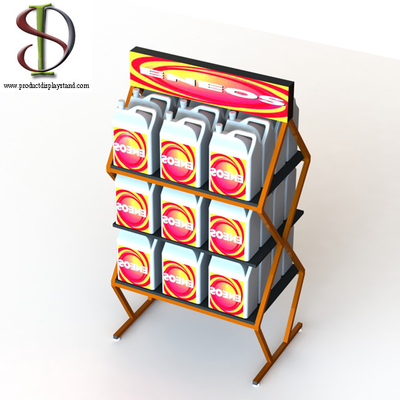 Engine Oil Zigzag Shelf Grocery Store Display Racks Tubular Frame