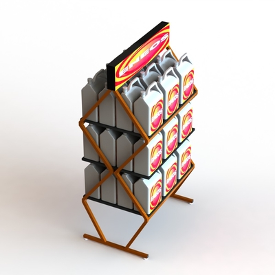 Engine Oil Zigzag Shelf Grocery Store Display Racks Tubular Frame
