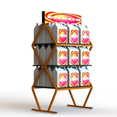 Engine Oil Zigzag Shelf Grocery Store Display Racks Tubular Frame